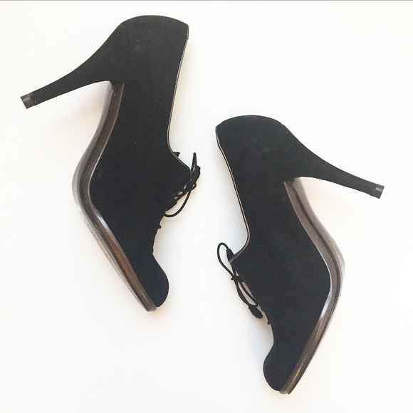 Stuart Weitzman Suede Lace Up Oxford Heel Booties - Picture 3 of 4